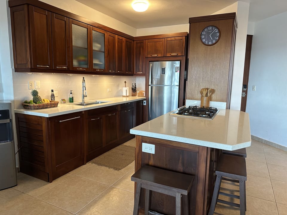 Bar seating for four at kitchen island