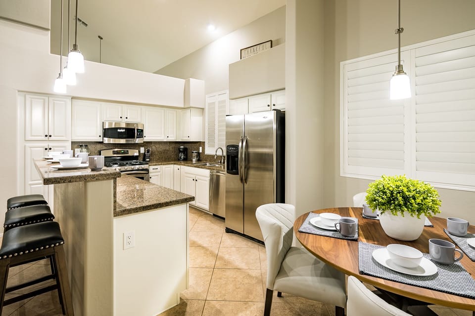 Upgraded kitchen with quality appliances.