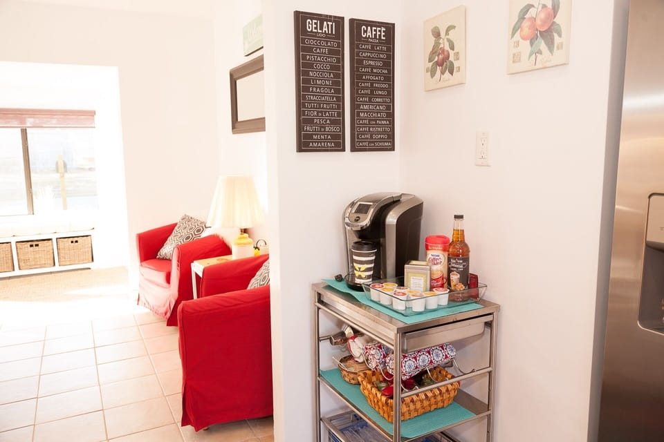 Coffee Corner - Keurig K cups, assorted sweeteners and creamer
