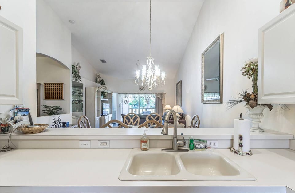 Convenient pass thru to the formal dining table