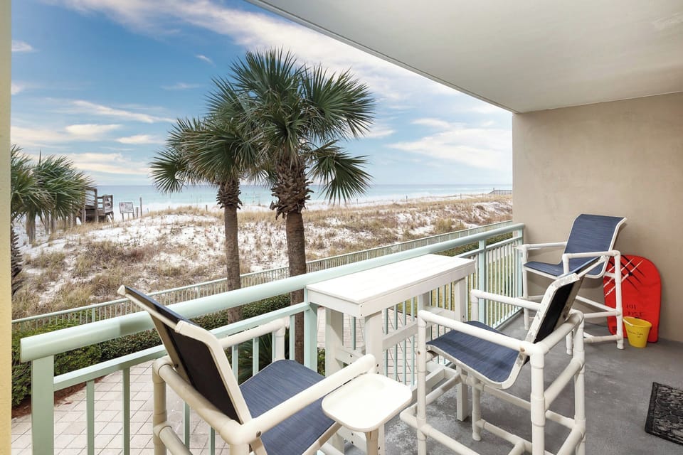 Private balcony with beach views