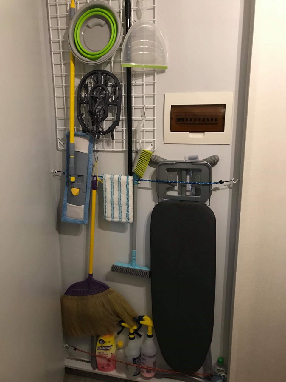 All the tools for cleaning are inside the broom closet.