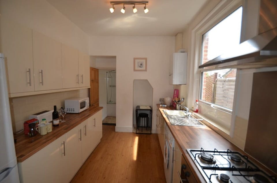 ground floor - kitchen 
bathroom in distance