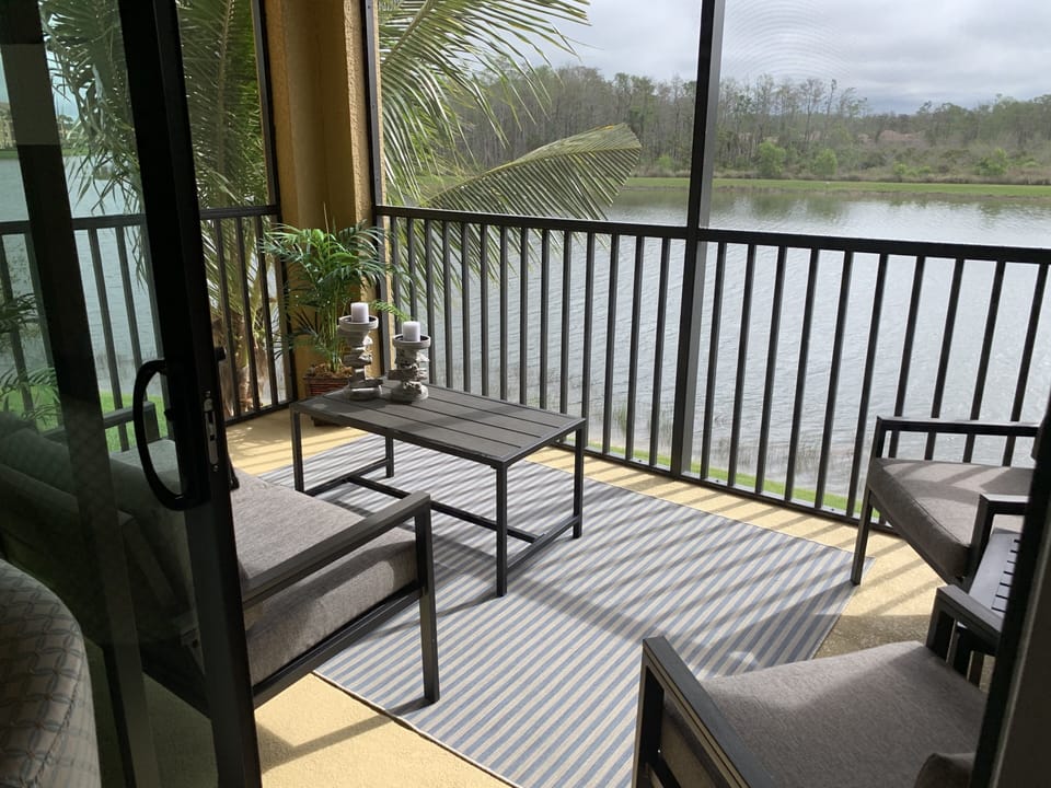 Lanai with lake view