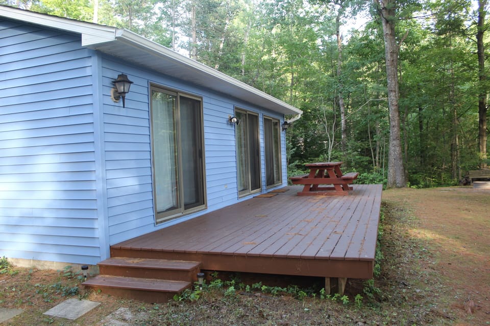 The porch that looks out towards the water.