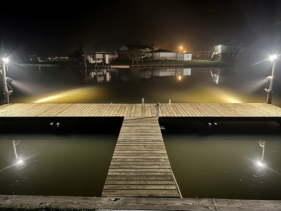 Fishing lights taken out in Hurricane Beryl. Coming back soon.