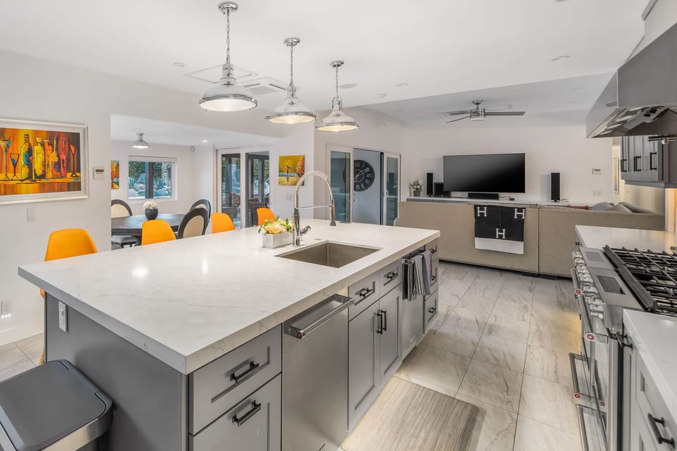 Cabinets are stocked with dishes, glassware in our full loaded kitchen.