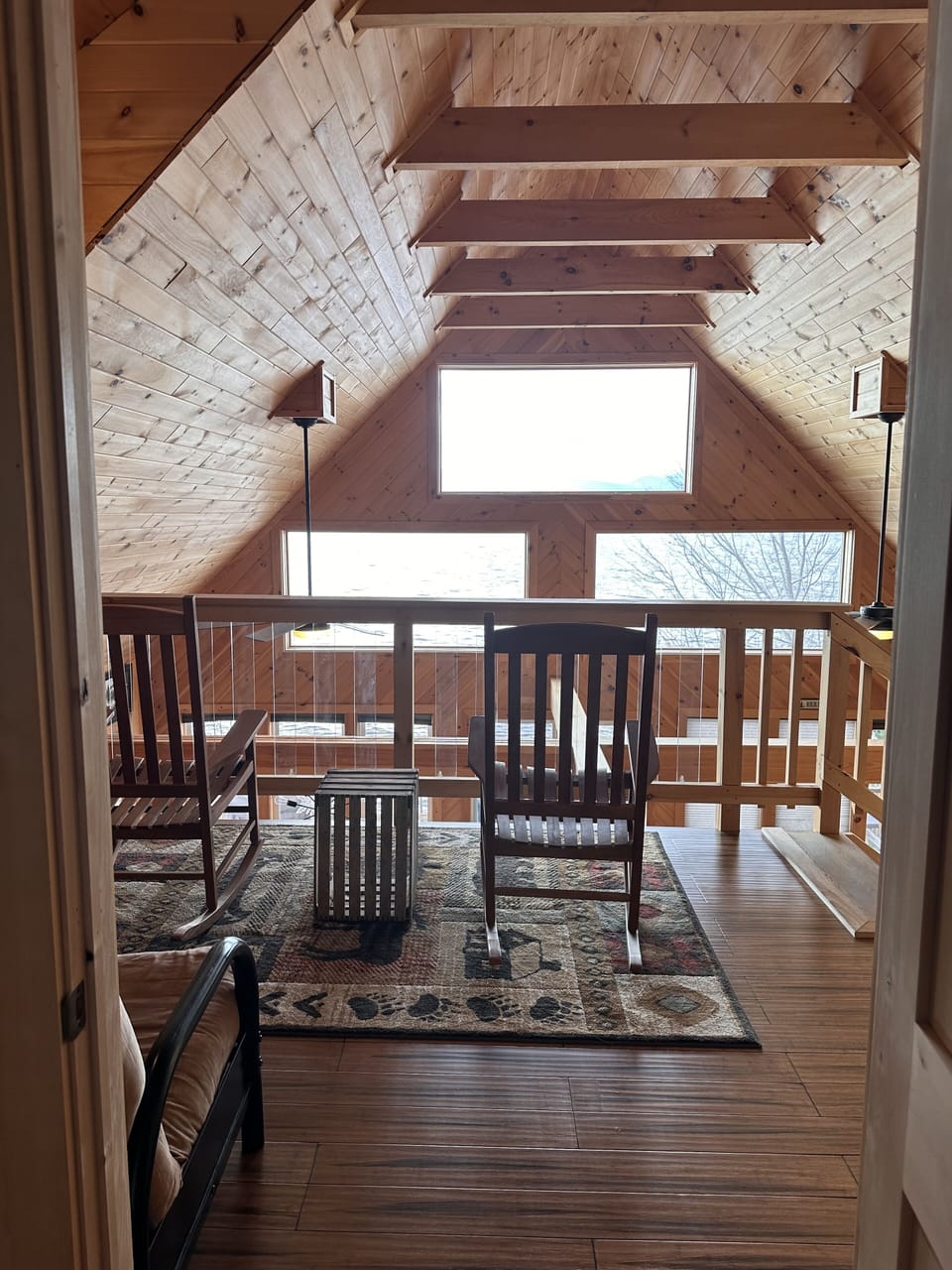 Loft which looks directly onto the water and mountains.