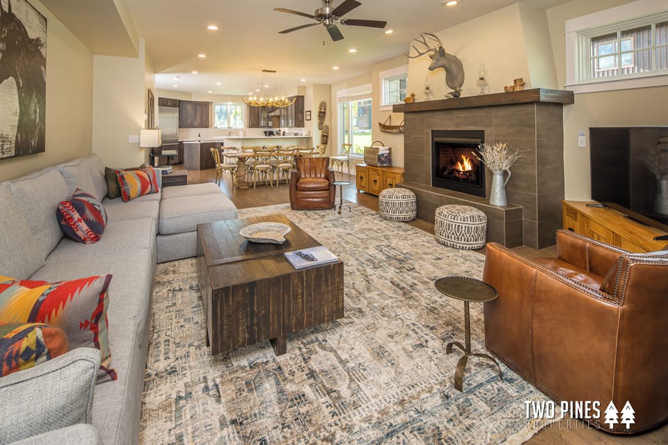 Spacious Living Area With Fireplace