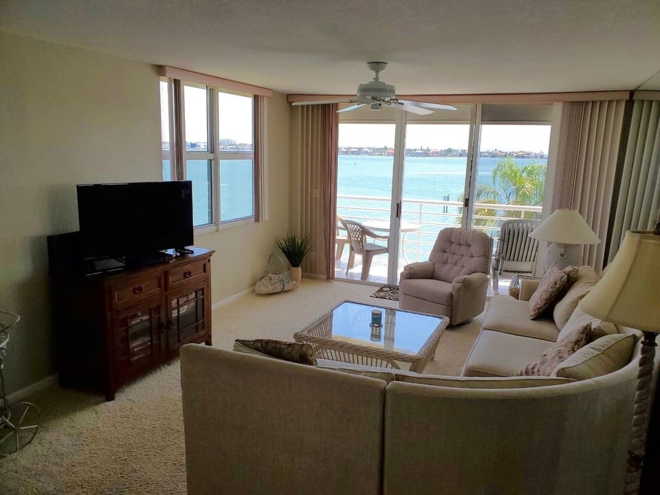 Living room view and private balcony