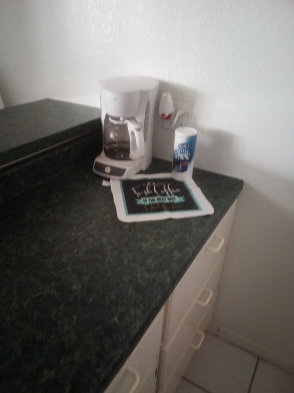 Part of kitchen for coffee and toast
