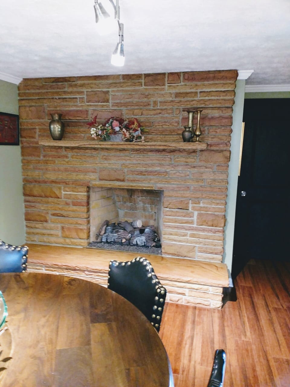 Fireplace with gas logs for chilly evenings.