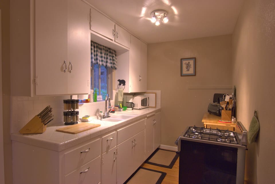 Our kitchen is well-stocked too.  But you'll have to do your dishes by hand!