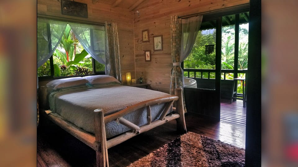 Bedrooms have screens, fans, and bug zappers.