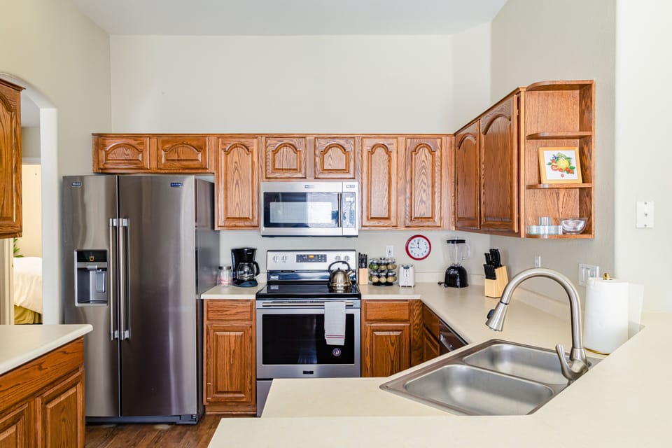 Nice kitchen upgraded with stainless steel appliances.
