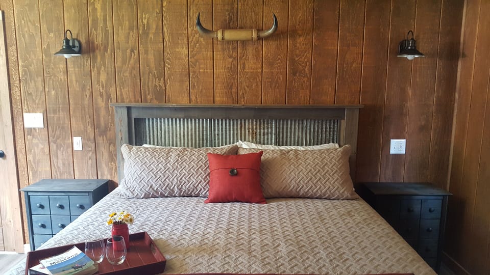 King bed in bedroom.