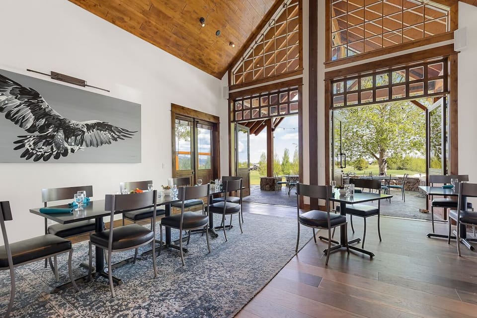 Linger over brunch in a sunlit room with soaring ceilings.