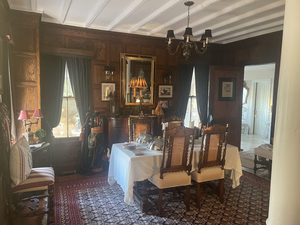 Classic wood paneled dining room 
