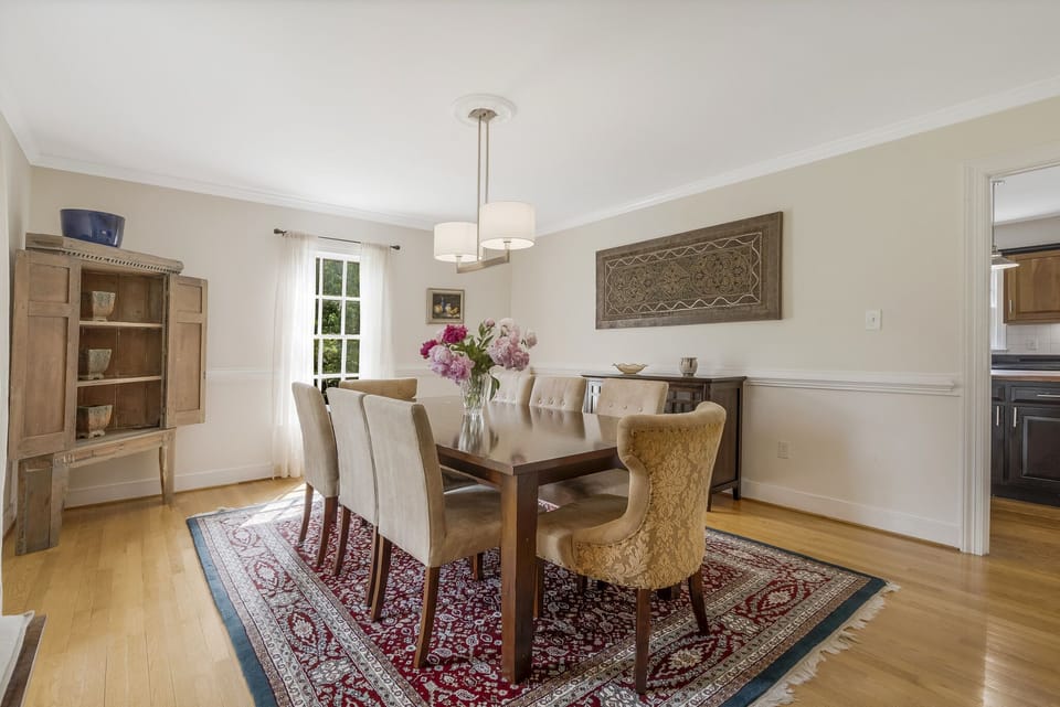 Dining room is perfect for special dinners or for any reason. 