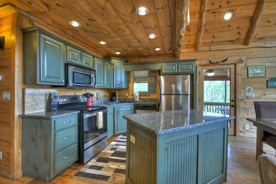 View From The Top- Full kitchen view with full functioning appliances