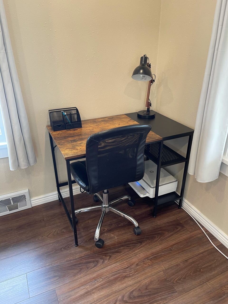 Desk area with wifi printer.