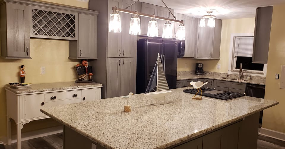 Main House new Kitchen/Dining rm. All new appliances with 7X5 island. Great rm
