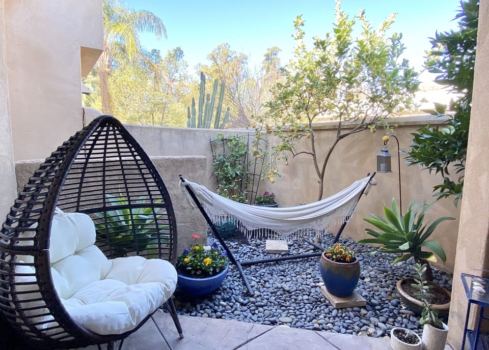 Relax in the hammock or read a book in the resting chair