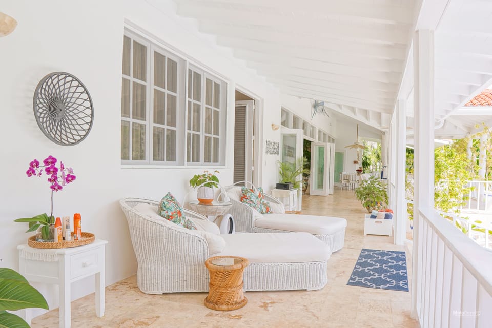 Partial view of verandah outside of a bedroom.