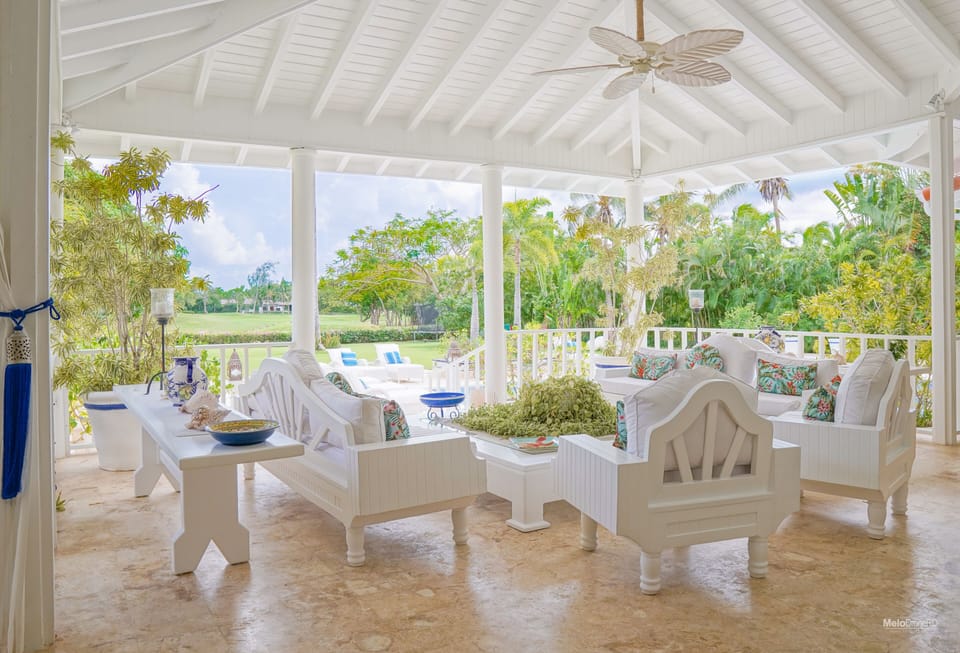 Sitting area overlooking Golf Course. 