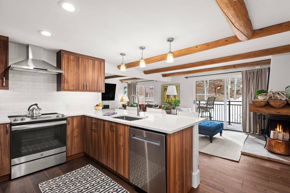 You will love preparing meals while enjoying the wood fireplace!