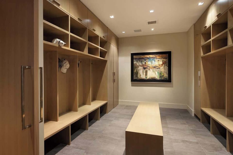 Large mudroom off the garage with plenty of storage
