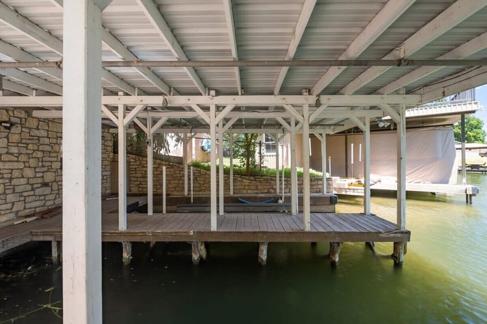 Fish the cove off this covered boat dock
