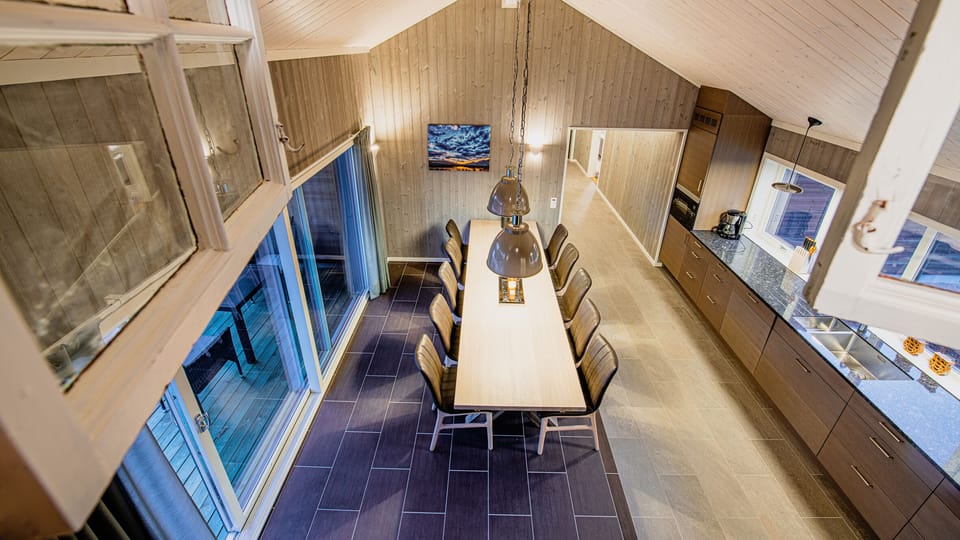 View from the loft to the dining area.