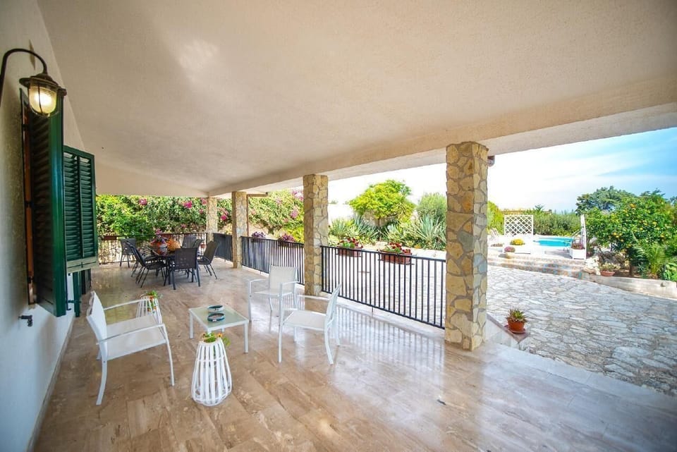 View of the pool from the patio