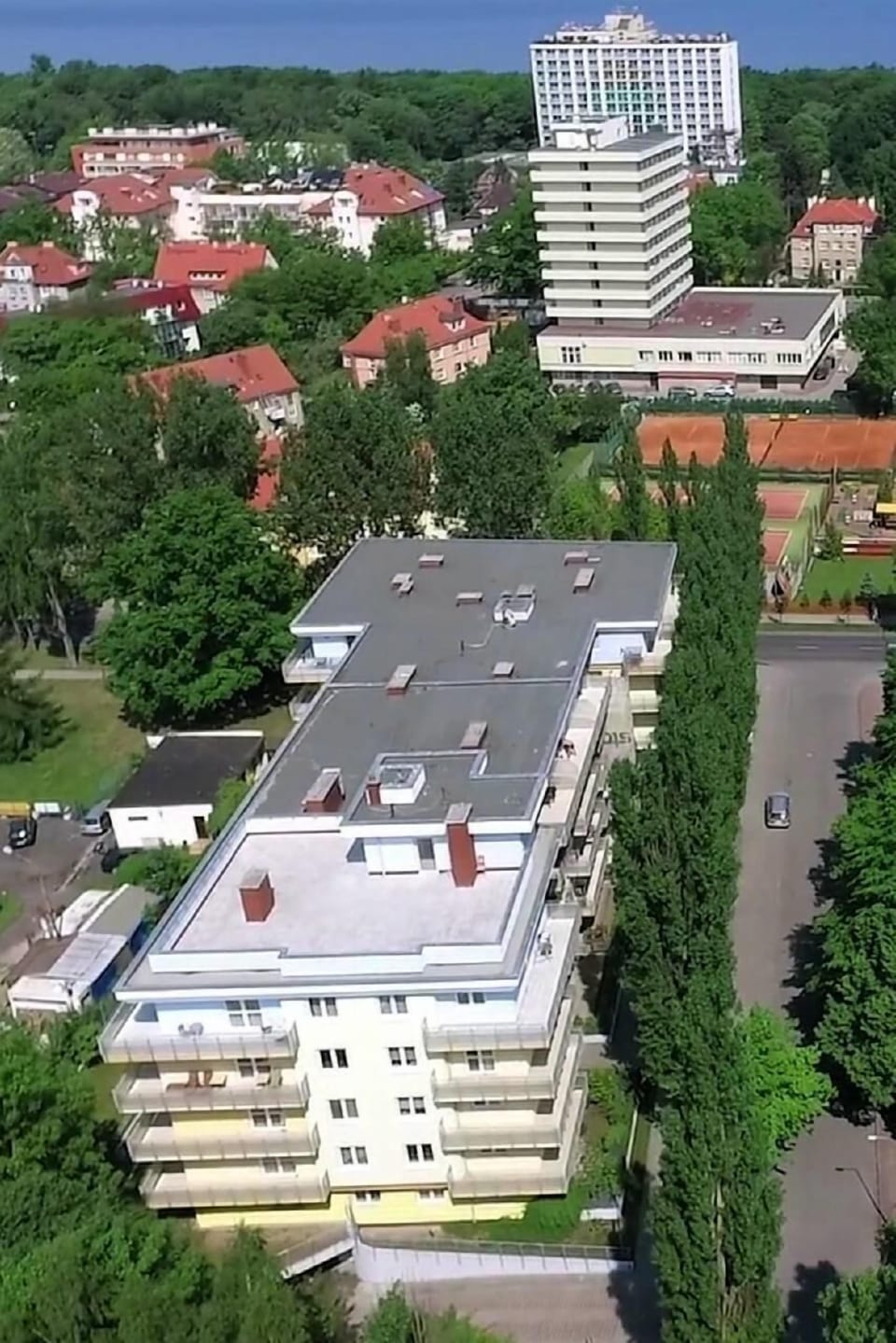 External view of the building. Location