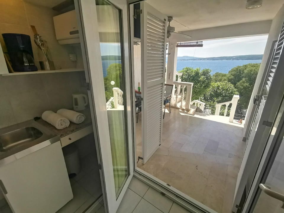 View from the window. Enterance