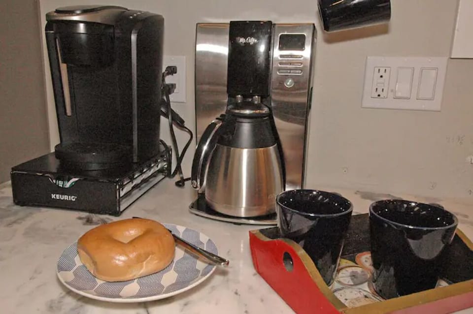 Start your morning your way!  We provide a Keurig and a drip coffee maker.