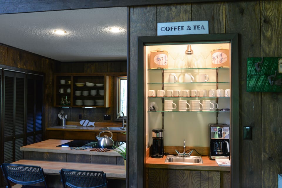 Fully stocked coffee and tea bar! 