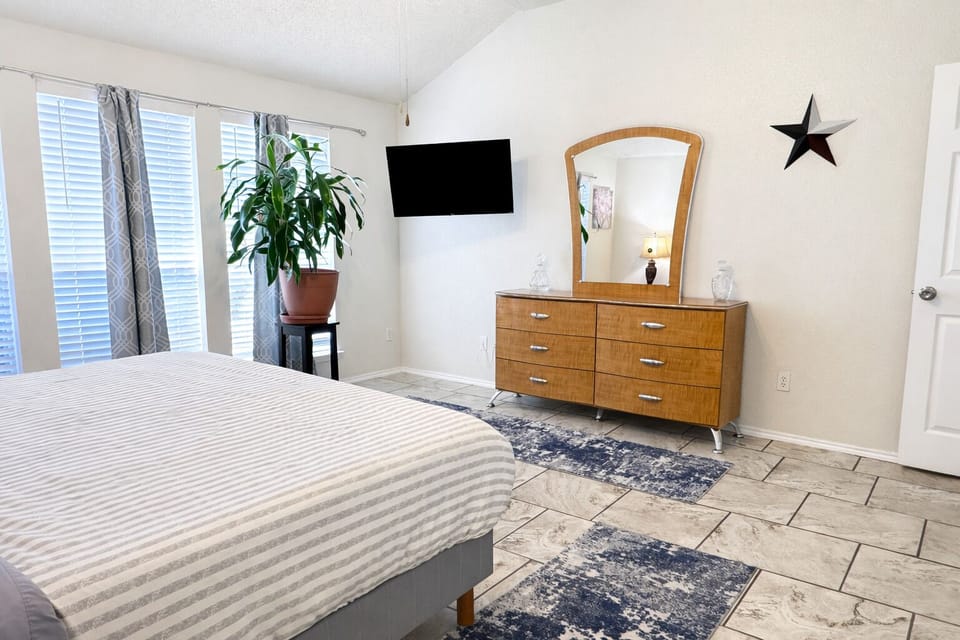 Master bedroom - King bed, huge walk-in closet, & private full bath with shower
