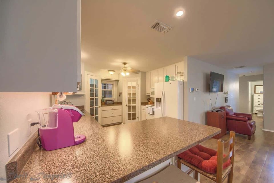 Fully stocked kitchen with all the comforts of home.