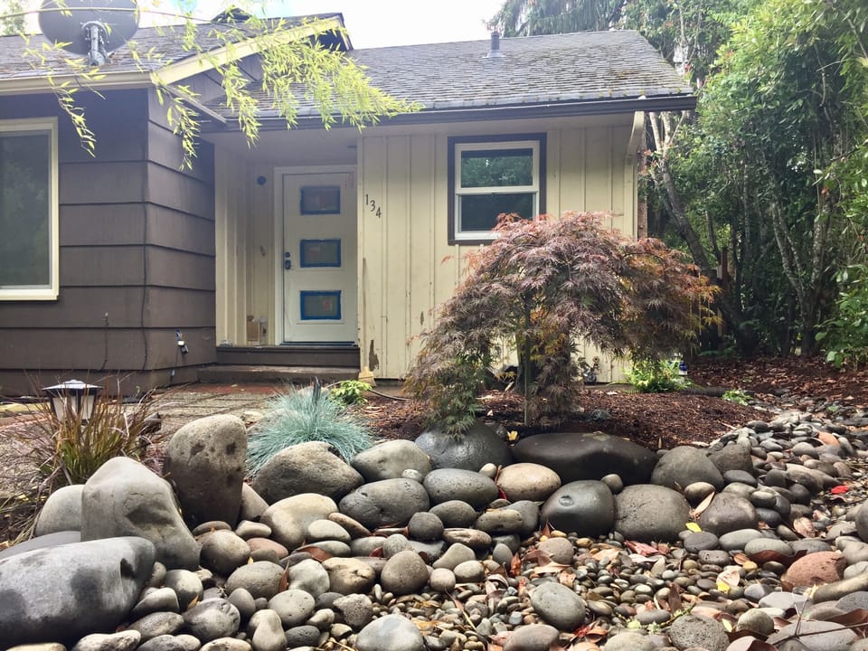 This is the front of the house. The entrance to the studio is behind the house.