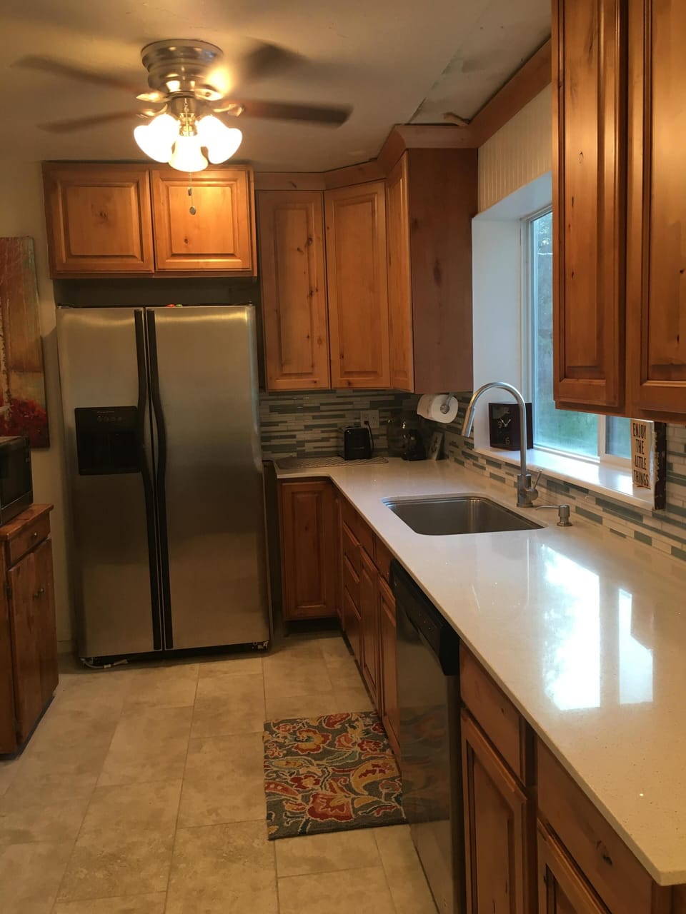Kitchen with new quartz counters