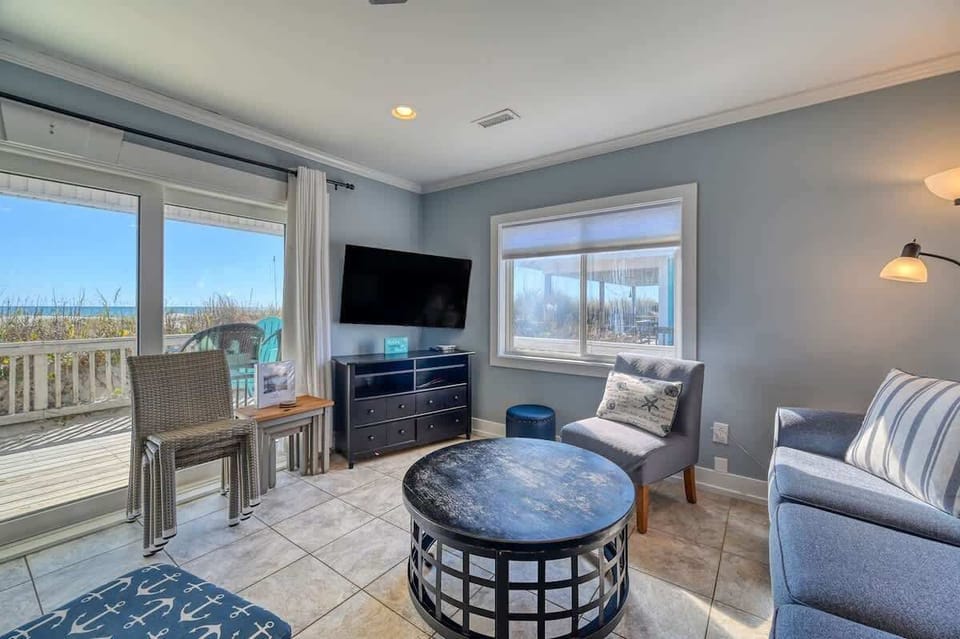 Oceanfront Living Room with Direct Beach Path