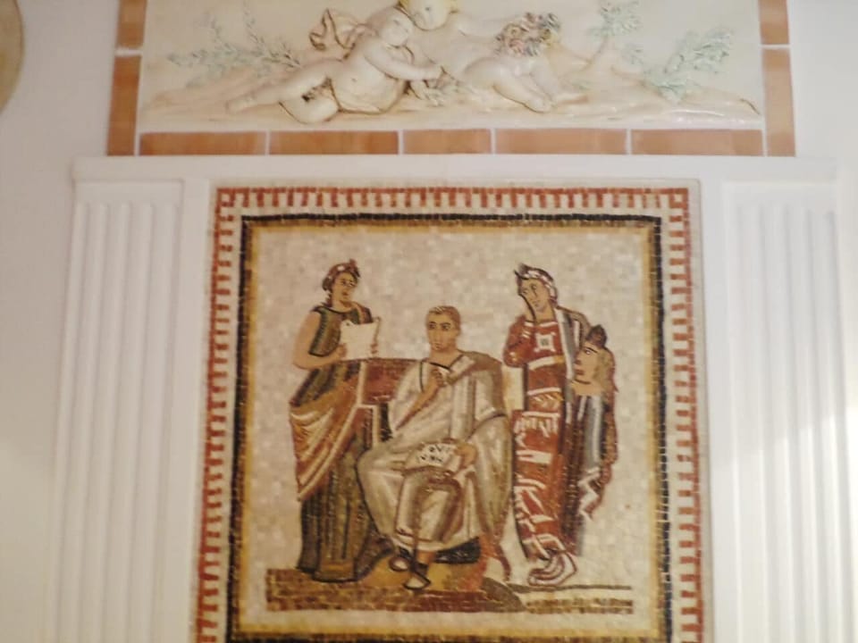 Sleeping area. Mosaic of the double bedroom