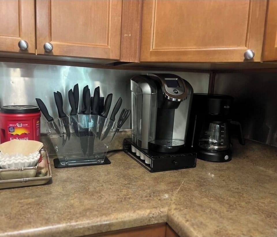Keurig, regular coffee, k-cups, and coffee provided