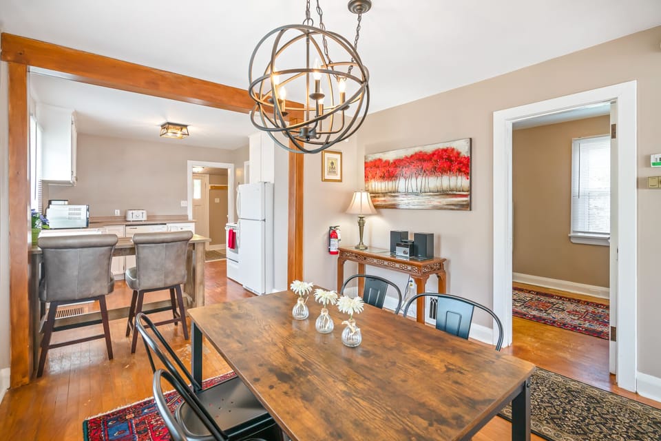 Our open concept dining, living and eat in kitchen area. 