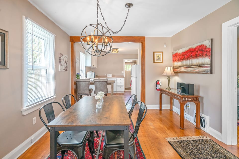 Our open concept dining, living and eat in kitchen area. 