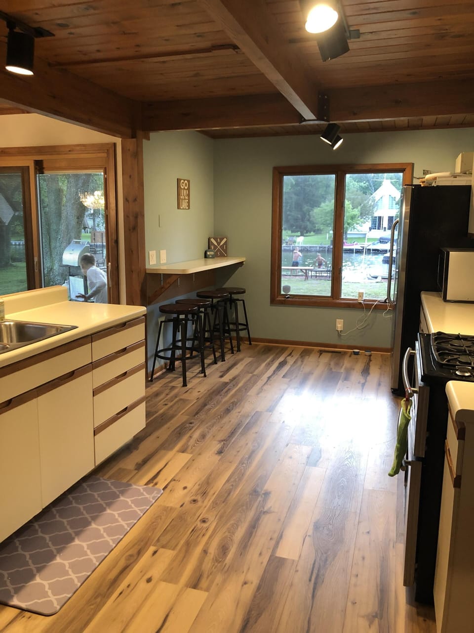 Kitchen with views of the Cheboygan river