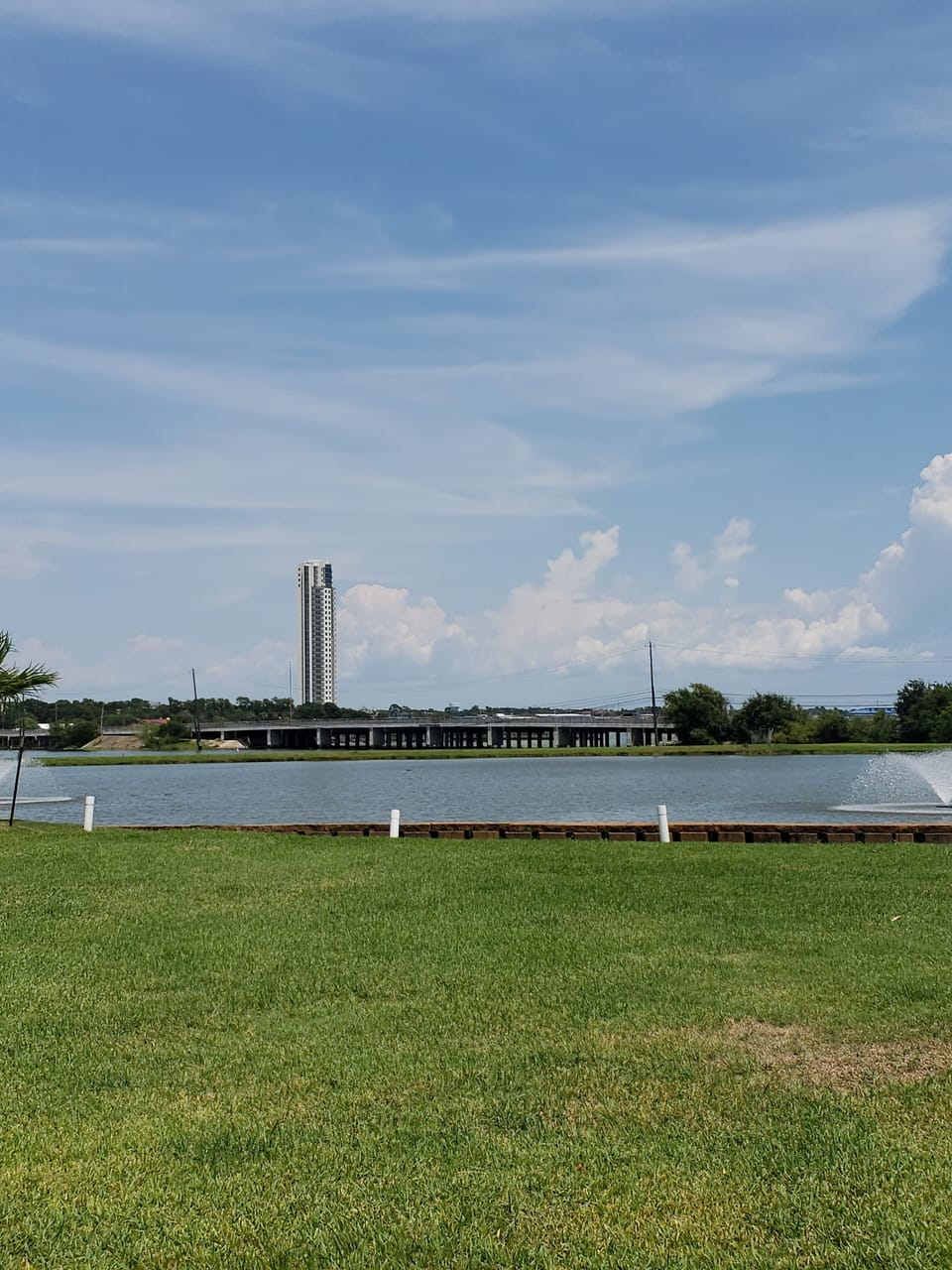 View of the retention pond facing Nasa Rd One and Galveston Bay.
