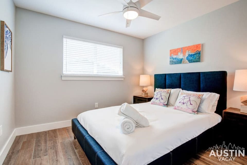 Bedroom with luxury custom hotel linens